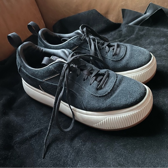 Puma black suede Mayu sneaker flatform platform gum sole - Picture 5 of 10